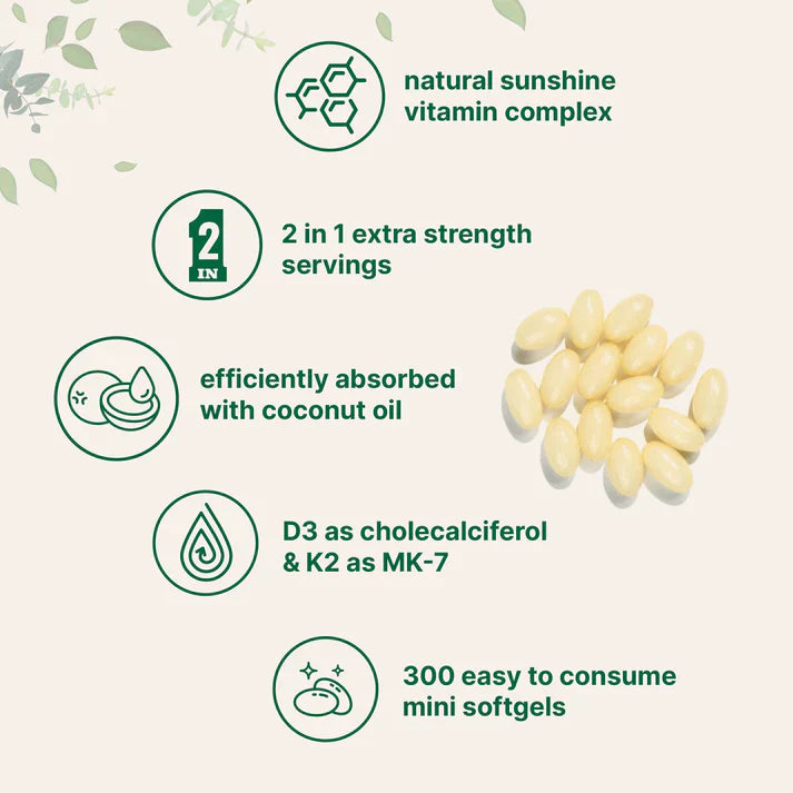 Vitamina D3 y K2 con Aceite de Coco
