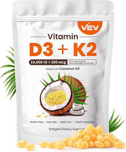 Vitamina D3 y K2 con Aceite de Coco